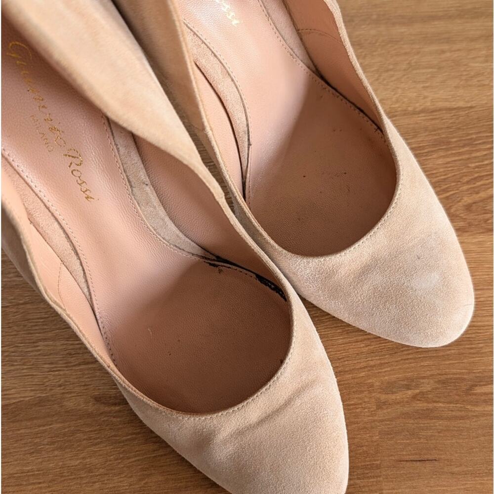 Gianvito Rossi Pump Side-dip IT37.5/US7.5 Leather Suede Almond Toe Stiletto Heel - Picture 5 of 13